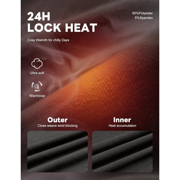 Men's Black Long Johns Imported Thermal Underwear Fleece Lined for Cold Weather - Picture 4 of 6